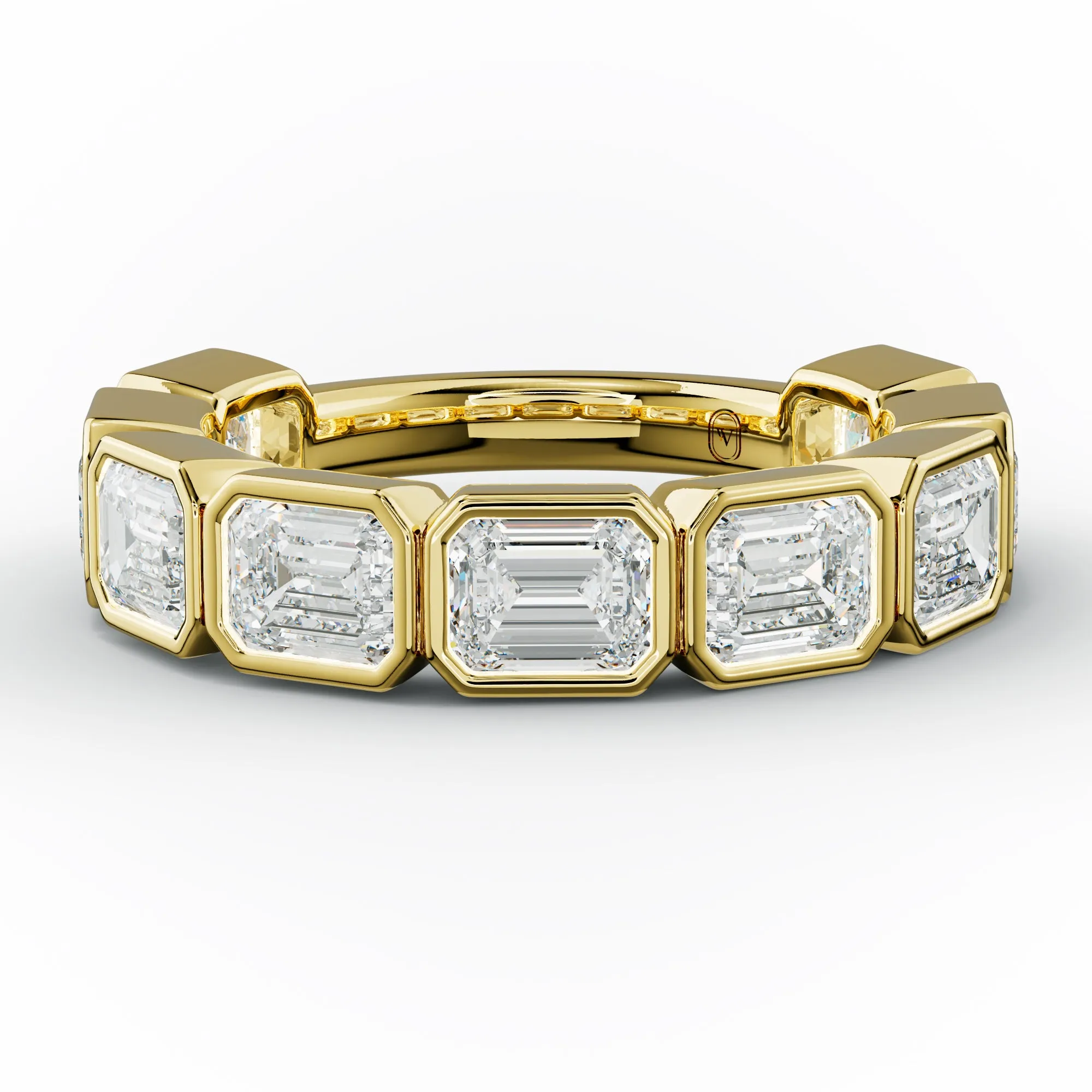 3.0 Carat East West Emerald Cut Bezel Set Diamond Anniversary Band