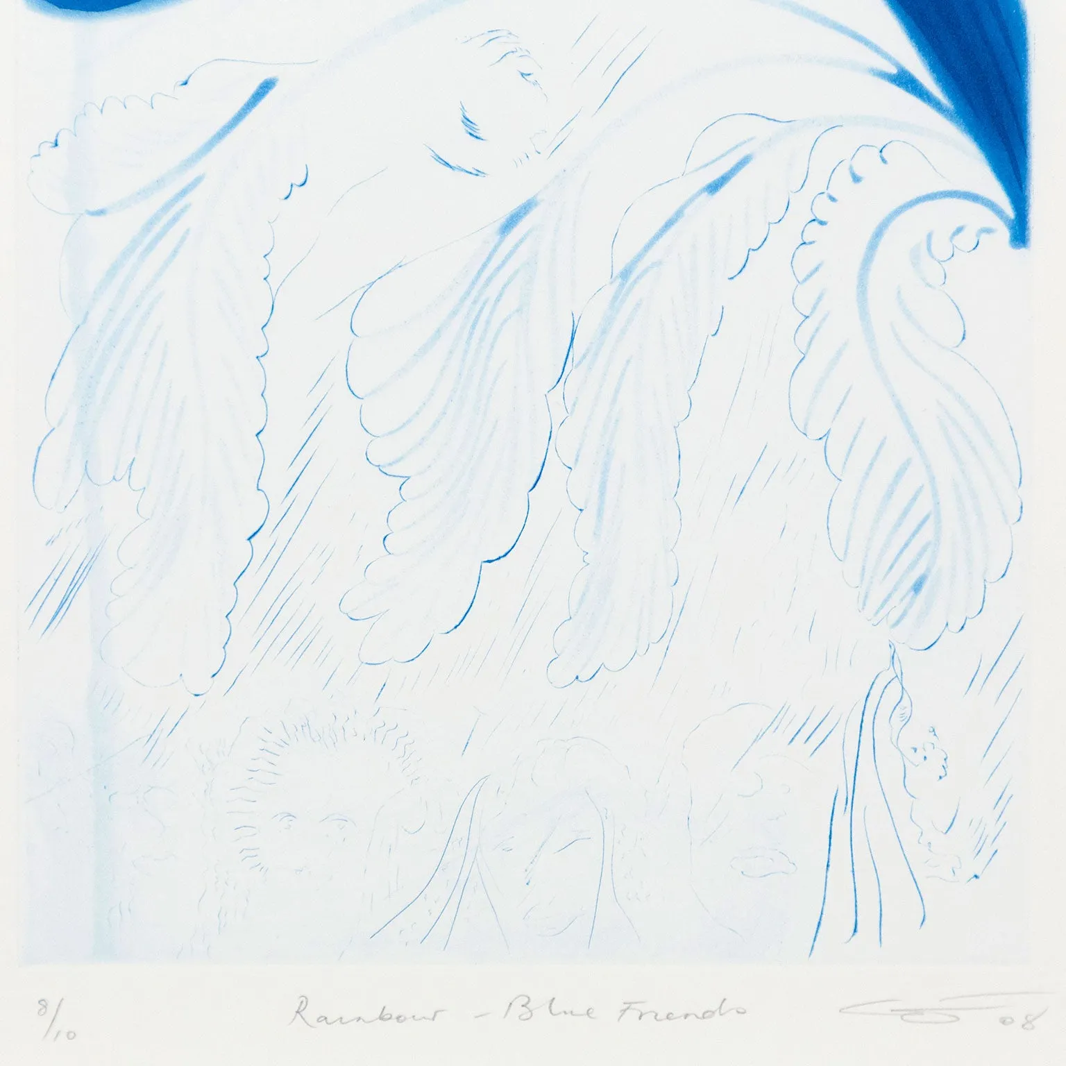 CHRIS OFILI "BLUE FRIENDS" AQUATINT, 2008