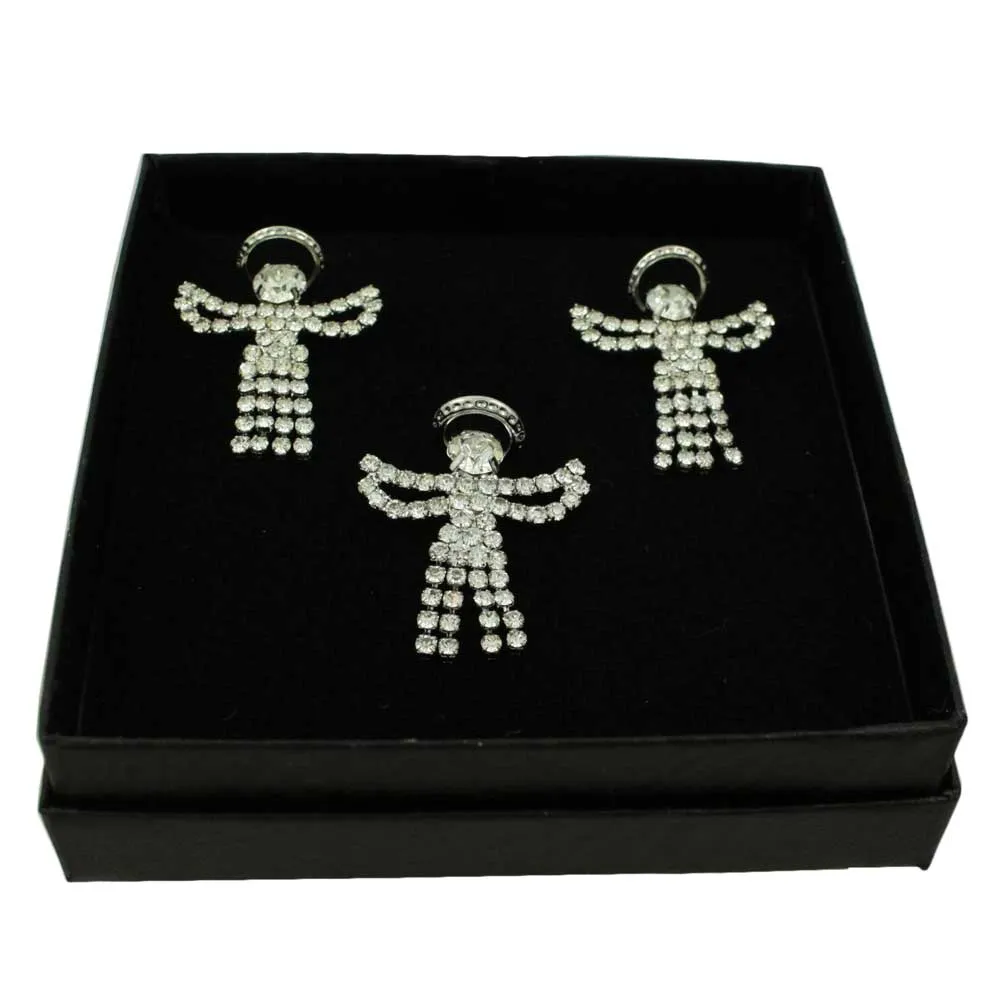 Crystal Guardian Angel Lapel Tac Pin with Earring Gift Set - SPF601BS
