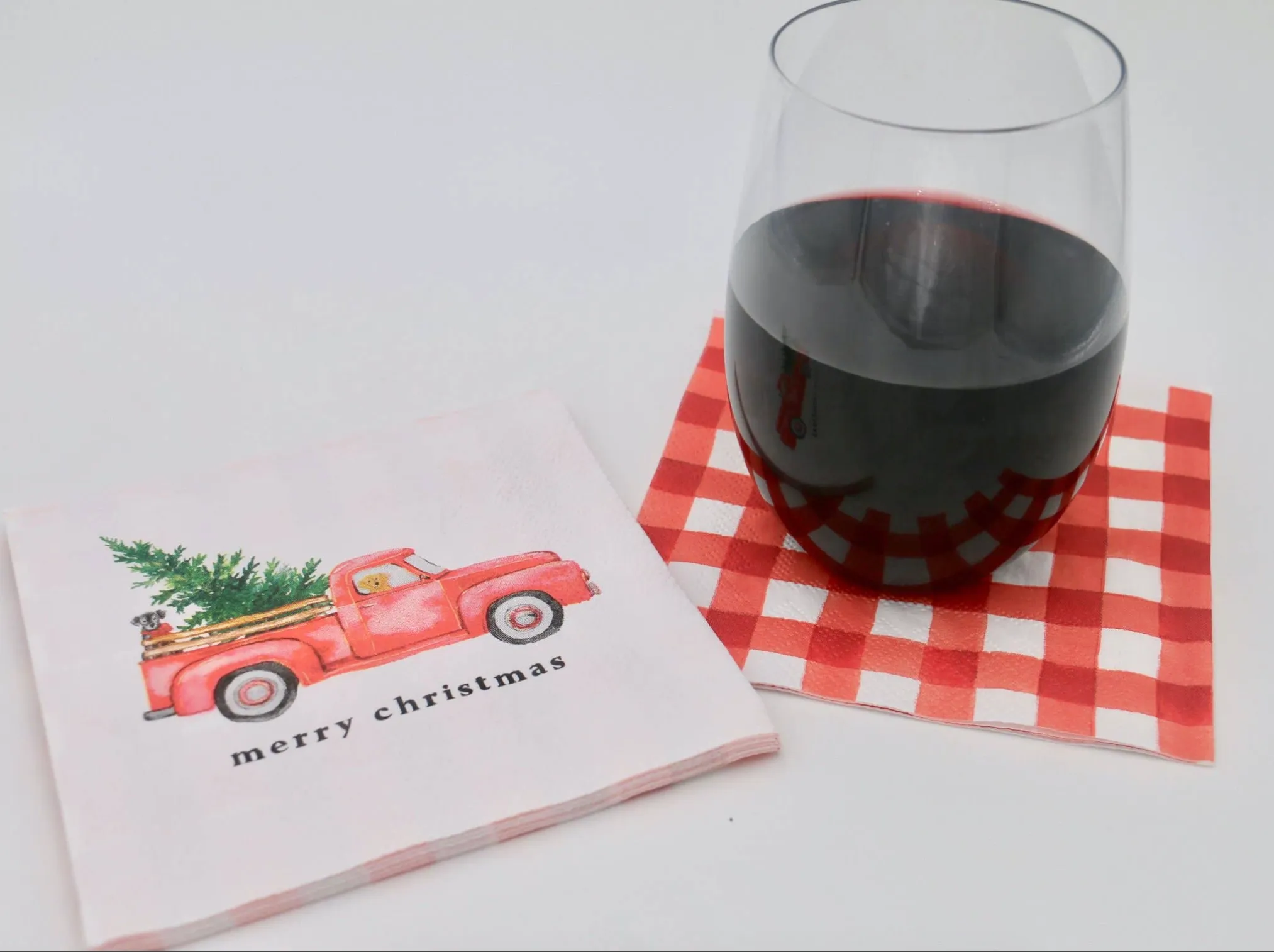 Home  Cocktail Napkin Merry Christmas Truck