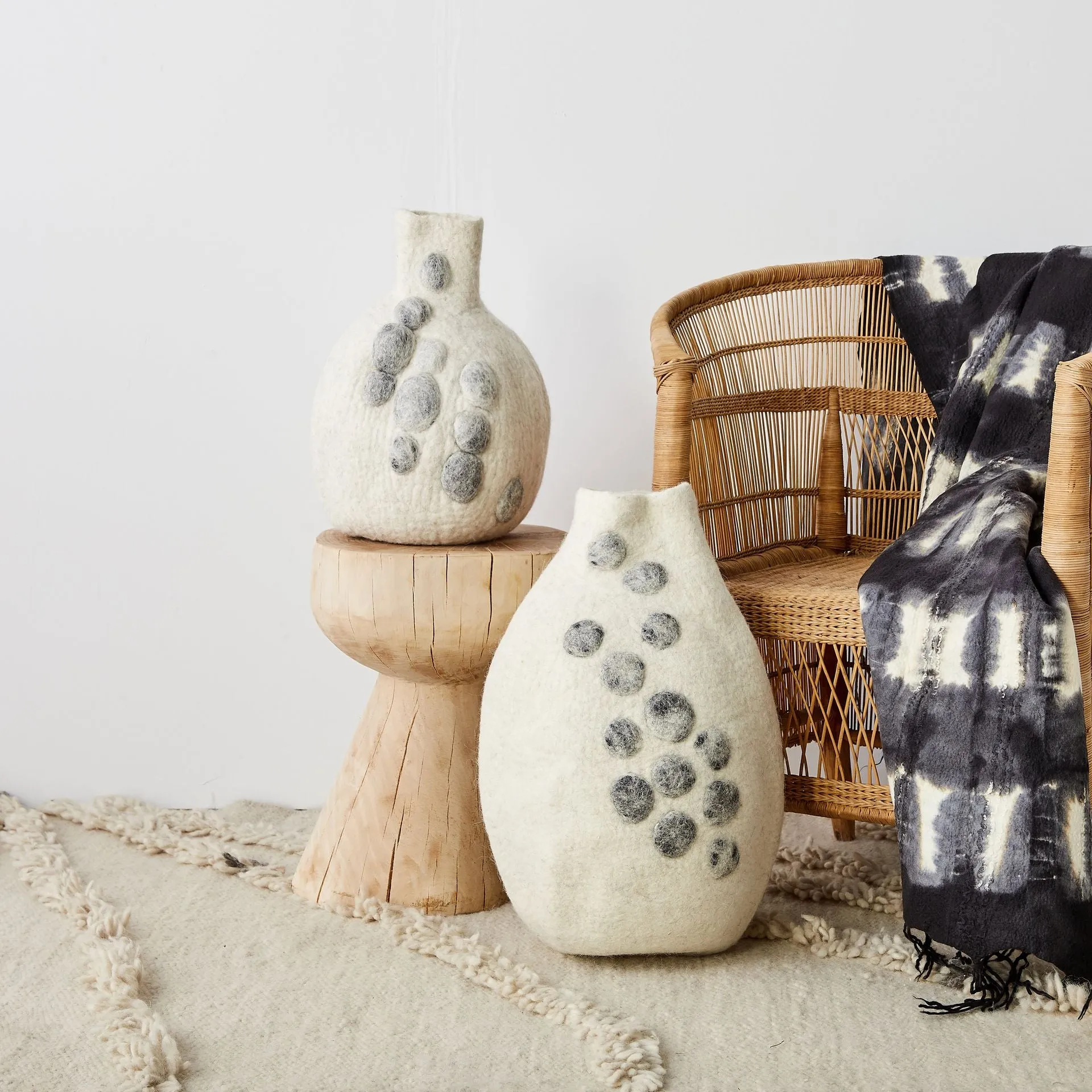 Pebble Hand-Felted Wool Gourd Basket