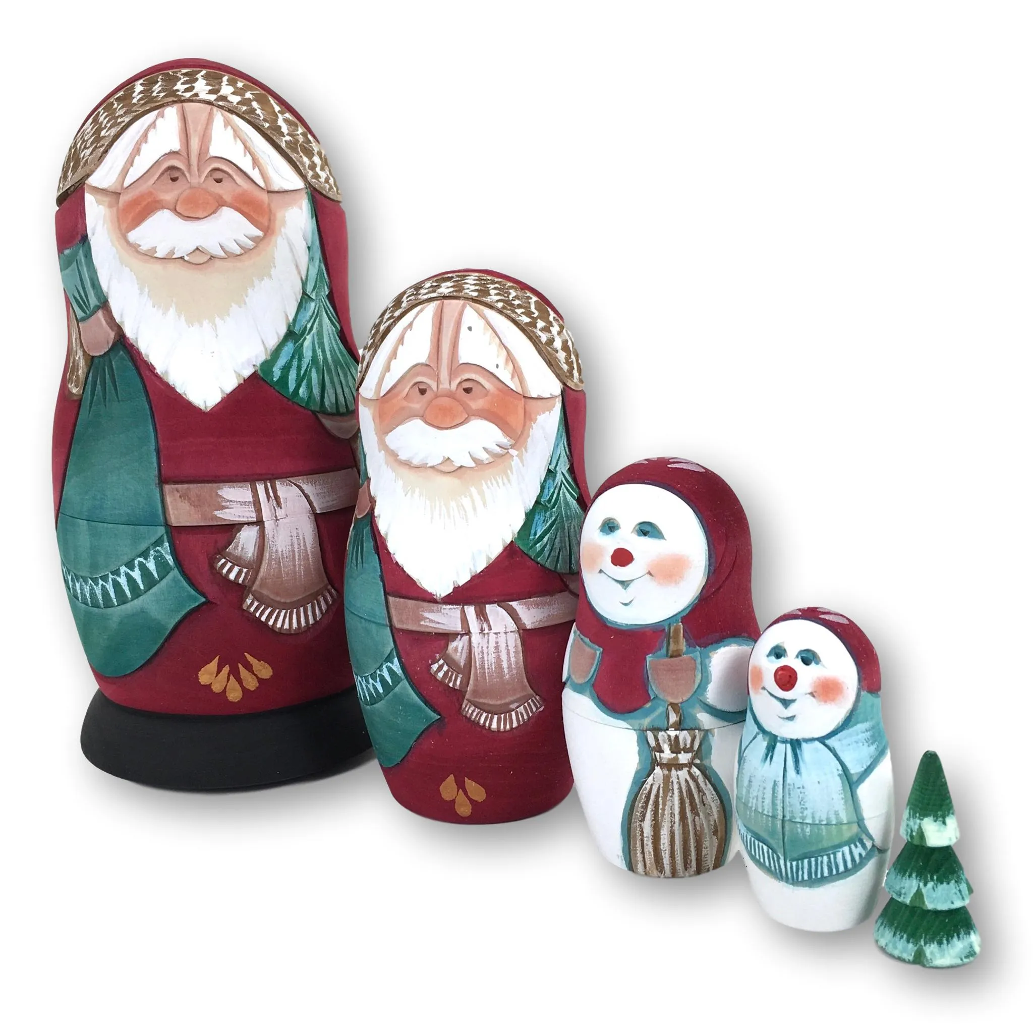 Unique Santa Dolls Carved and Painted