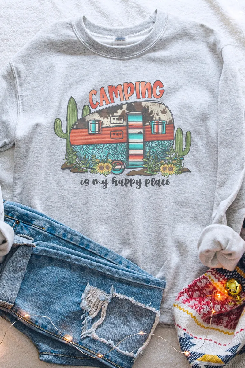 Western Camping Is My Happy Place Unisex NuBlend Crew Sweatshirt